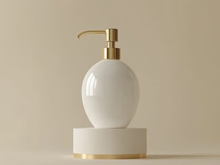 White ceramic pump dispenser on a round pedestal