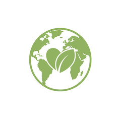 Eco-Friendly Earth with Heart and Leaf Symbols  