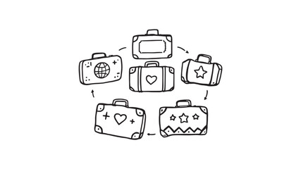 Skateboard line art graphic with extreme sports energy and vibe