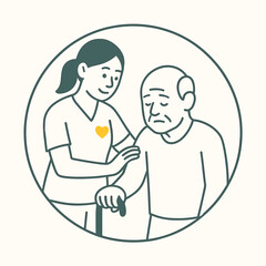 Caregiver assisting elderly patient with compassion in a supportive setting  