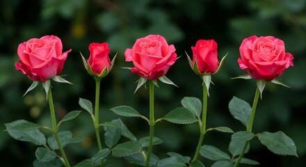 Obraz premium Stages Of Rose Development From Bud To Bloom