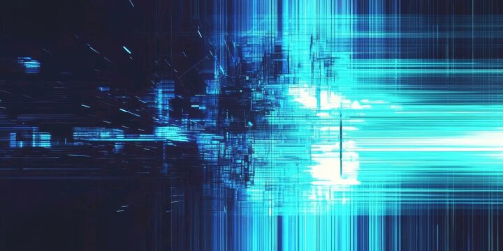 Unique abstract images that incorporate blue glitch aesthetics.