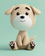 3D Cartoon Puppy Sitting 