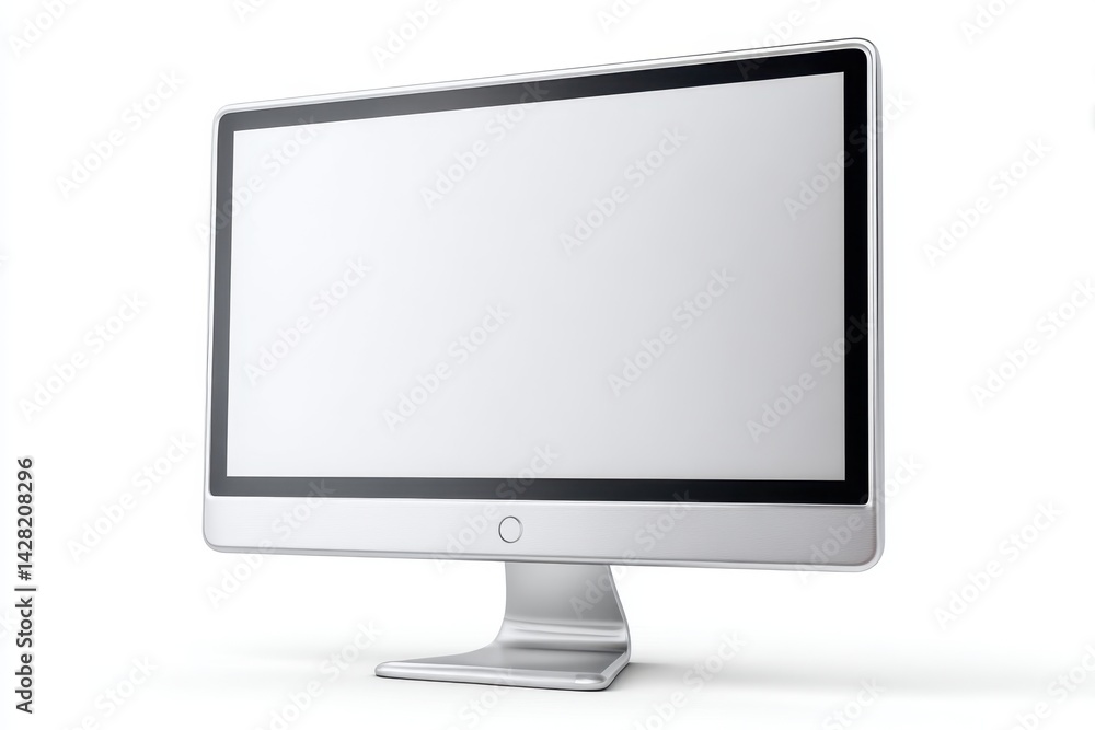 Poster coworking space remote work collaboration concept. a sleek, modern computer monitor displayed agains