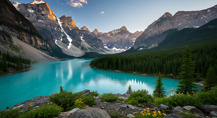 Stunning Turquoise Lake Moraine Lake Banff National Park Canadian Rockies Mountain Landscape Photography