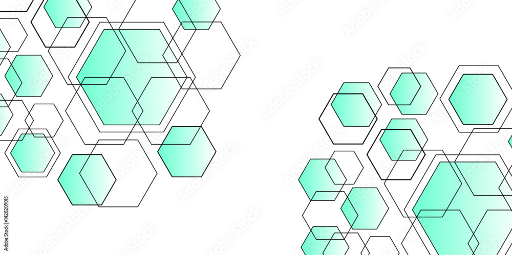 Aufkleber futuristic banner with technology blue hexagons and shiny lights. geometric technology white and pes