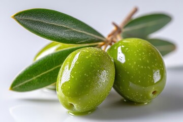 Obraz premium Green Olive on Branch
