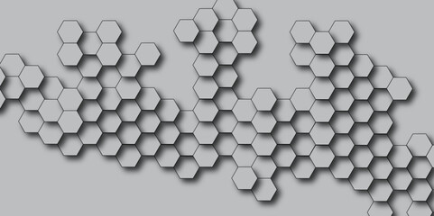 Abstract background with lines technology. Modern simple style hexagonal graphic concept. Abstract hexagon polygonal pattern background vector. White grid tile hexagon creative background with hexagon