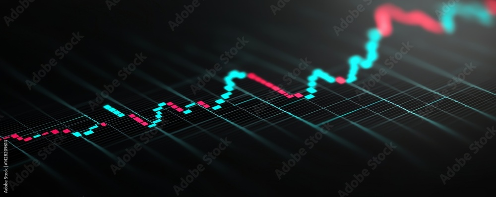 Poster financial data visualization with dynamic graph lines.