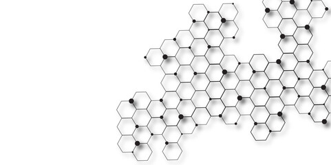Abstract background with lines technology. Modern simple style hexagonal graphic concept. Abstract hexagon polygonal pattern background vector. White grid tile hexagon creative background with hexagon