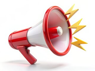 Red and White Megaphone with Lightning Bolts – Loud and Clear