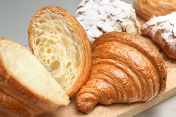 sliced croissant showing its honeycomb structure