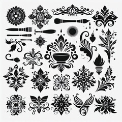 create ornaments Silhouette with white background 