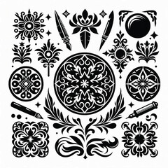 create ornaments Silhouette with white background 