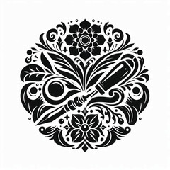 create ornaments Silhouette with white background 