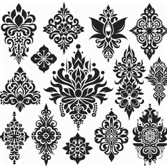 create ornaments Silhouette with white background 