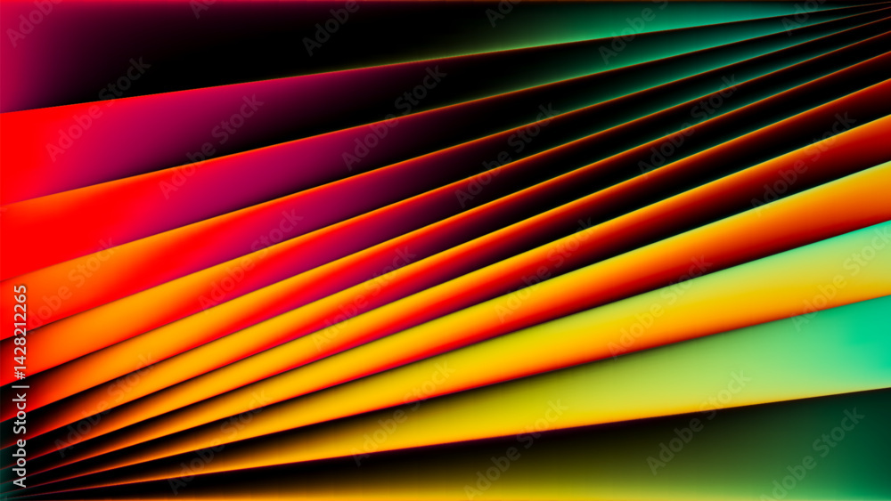Poster vivid geometric pattern full of movement and life. saturated warm tones with modern digital aestheti