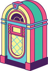 Retro Jukebox Illustration Colorful Vintage Music Player Art