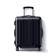 Fototapeta premium Elegant Black Travel Suitcase Against a White Background 
