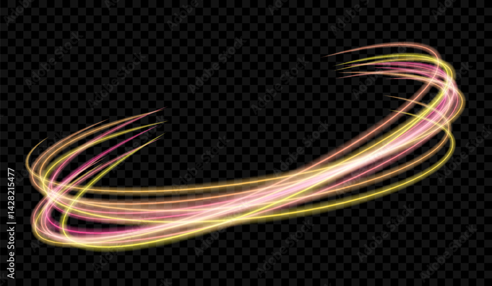 Aufkleber eps10. neon blurry circles at motion . vector swirl trail effect . abstract luminous rings slow shut