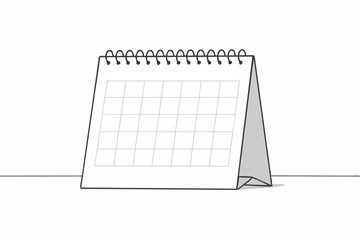 Minimalist Desk Calendar Template with Spiral Binding and Grid Layout, Clean White Design for Office Organization, Monthly Planner Mockup for Print Design, Business Schedule Tracker