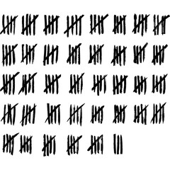 Tally marks. Score counting marks. Prison Counting marks