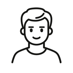 Minimalist Line Drawing of a Happy Young Man's Face  