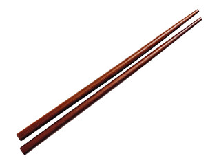 Pair of traditional wooden chopsticks for Asian cuisine, isolated on a transparent cutout background