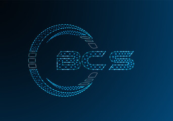 BCS low poly letter logo vector design. BCS lower poly logo design.