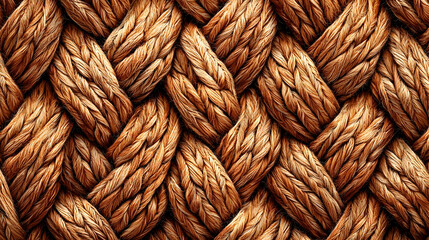 Close-Up of Textured Brown Twisted Rope Weave Background