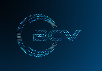BCV low poly letter logo vector design. BCV lower poly logo design.