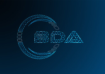 BDA low poly letter logo vector design. BDA lower poly logo design.