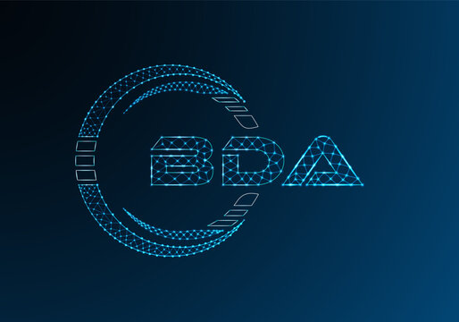 BDA low poly letter logo vector design. BDA lower poly logo design.