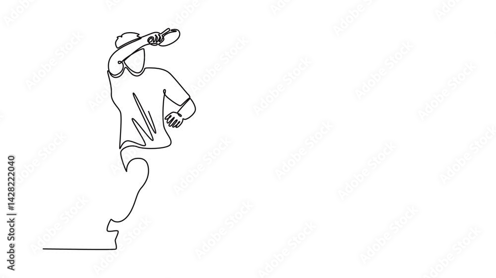 Poster animated self drawing of continuous line draw male table tennis players performing dynamic strokes a