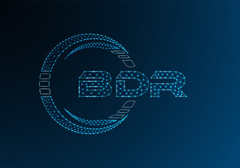 BDR low poly letter logo vector design. BDR lower poly logo design.