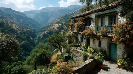Mountain house with flowers