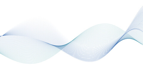 Abstract blue stripes wave line on transparent background Digital frequency track equalizer Stylized line art background. Vector illustration. Wave with lines created using blend tool Curved wavy line