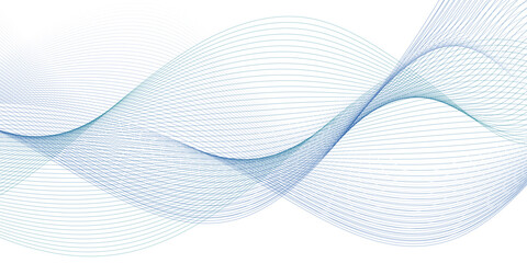 Abstract blue stripes wave line on transparent background Digital frequency track equalizer Stylized line art background. Vector illustration. Wave with lines created using blend tool Curved wavy line