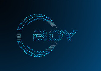BDY low poly letter logo vector design. BDY lower poly logo design.