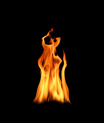Isolated abstract flames collection on black background. Flames on black background. Concept of...