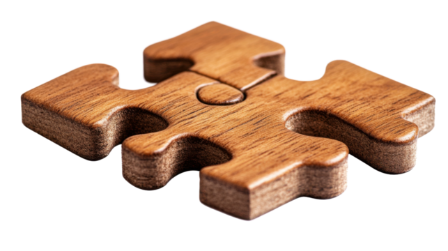wooden puzzle isolated on white