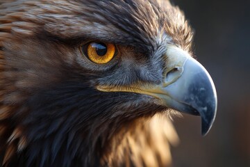 Eagle Head Close Up with Golden Eye and Sharp Beak