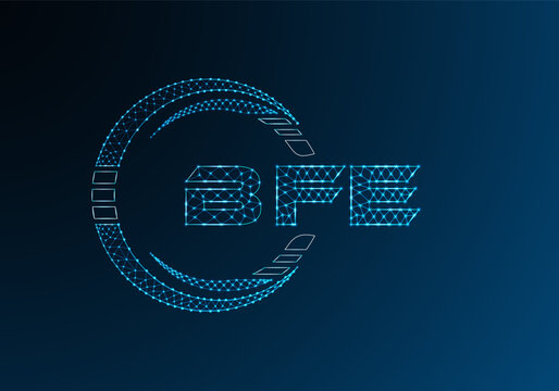 BFE low poly letter logo vector design. BFE lower poly logo design.