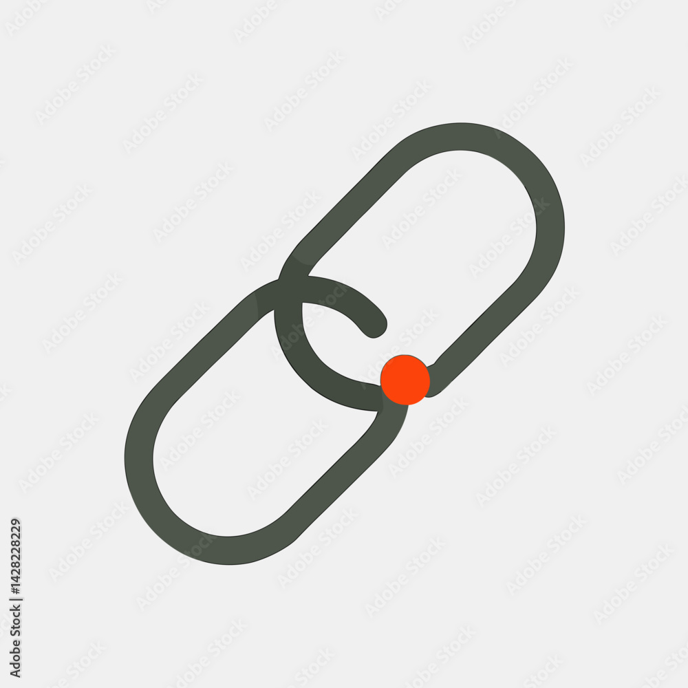 Poster link icon with interlocking shapes in minimalist style