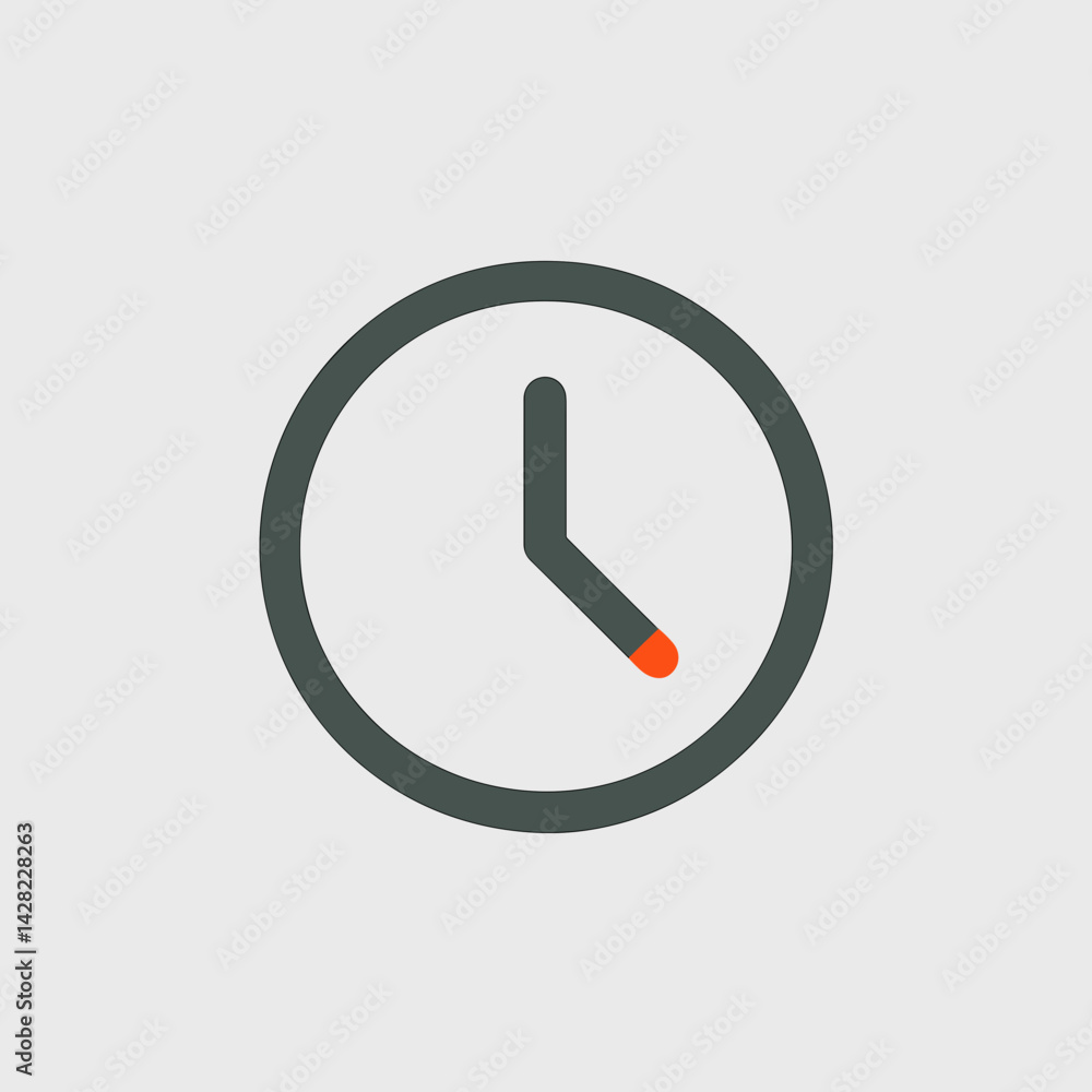 Poster simple clock icon with minimalist design in neutral colors