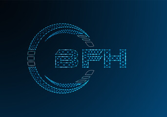 BFH low poly letter logo vector design. BFH lower poly logo design.