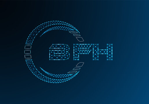 BFH low poly letter logo vector design. BFH lower poly logo design.
