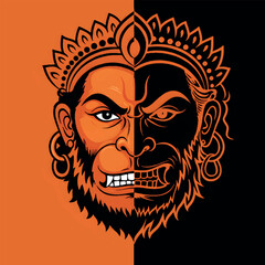 illustrated of hanuman plain background