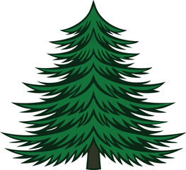 Obraz premium Evergreen Emblem: The image showcases a vibrant green evergreen tree. Its symmetrical form and detailed needles embody nature's timeless beauty and enduring strength.