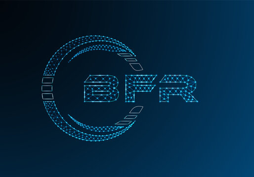 BFR low poly letter logo vector design. BFR lower poly logo design.